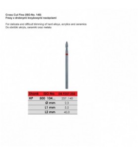 Carbide bur HP, cut fine, ISO 500 104 257 140 023, red