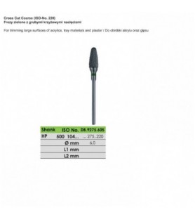 Carbide bur HP, cut coarse, ISO 500 104 275 220 060, green