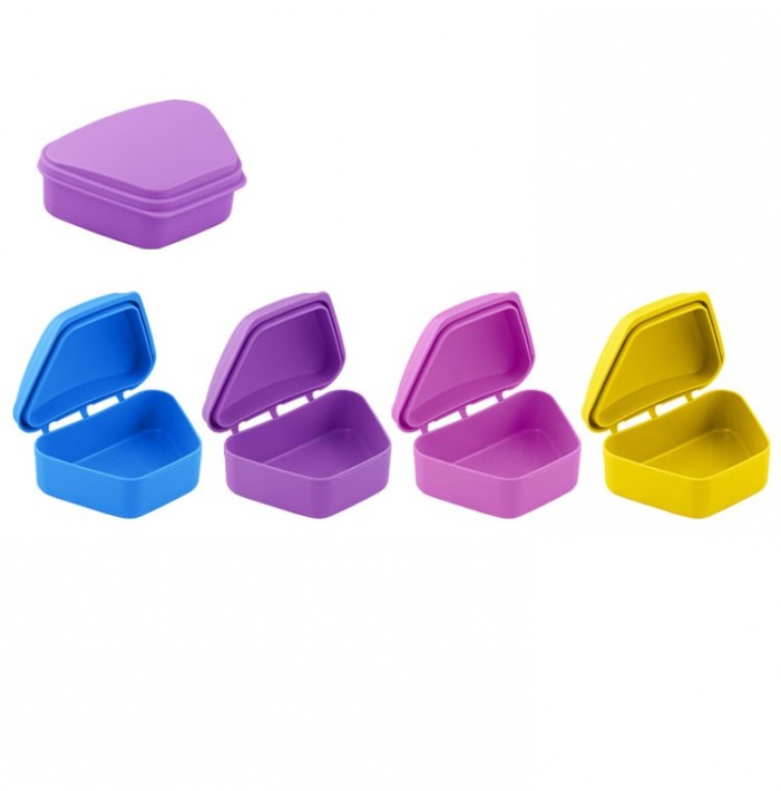 Denture cases midi, assorted colors 90 x 60 x 35mm (Pack of 10 pieces)