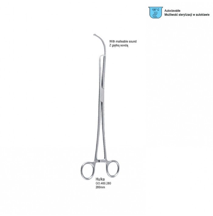 Forceps cervix manipulating Hulka with malleable sound 280mm