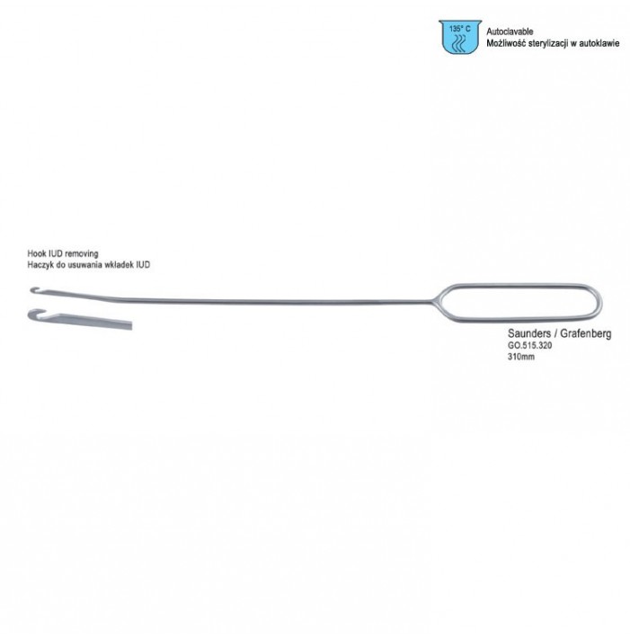 Hook IUD removing Graffenberg (Saunders) 310mm