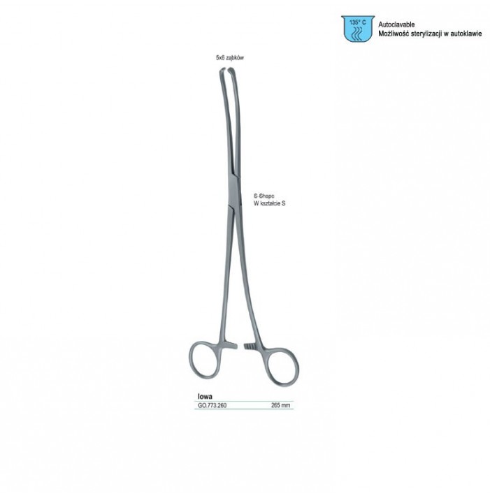 Forceps amniotomy Iowa 5x6th S-Shape 265mm