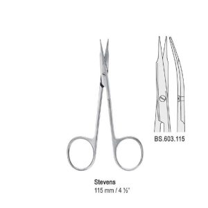Nożyczki Stevens ostro-ostre zagięte 115mm