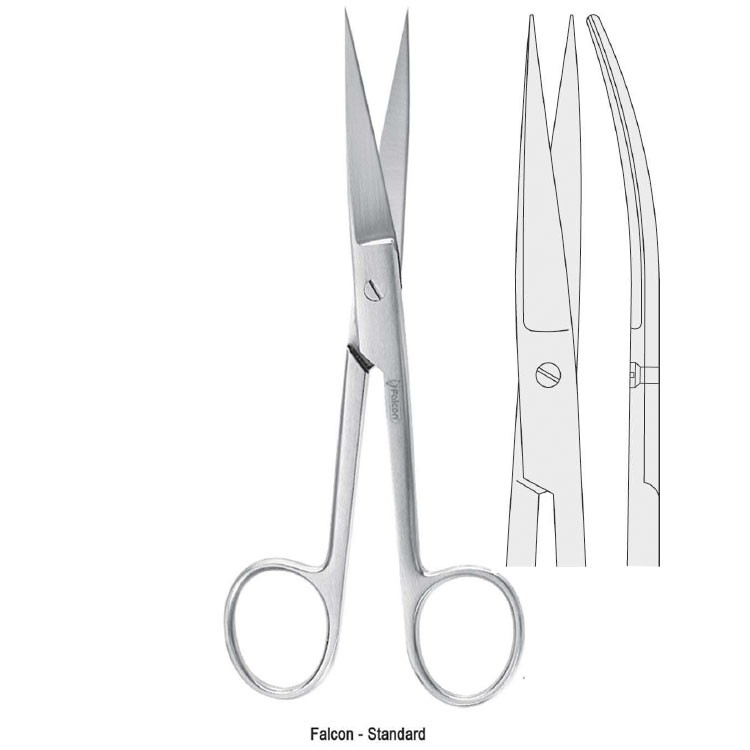 Nożyczki Falcon-Standard chirurgiczne ostro-ostre zagięte 130mm