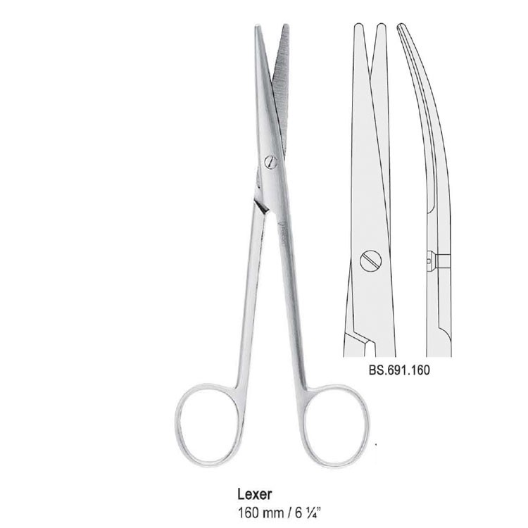Nożyczki Lexer operacyjne zagięte 160mm