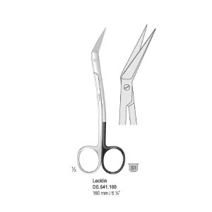 Nożyczki Locklin zagięty uchwyt 160 mm jedno ostrze ząbkowane
