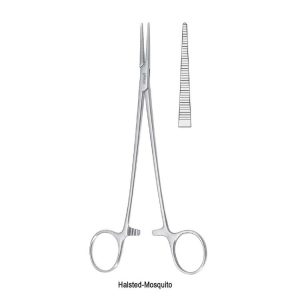 Kleszcze Mikulicz do otrzewnej zagięte 1x2 ząbki185mm