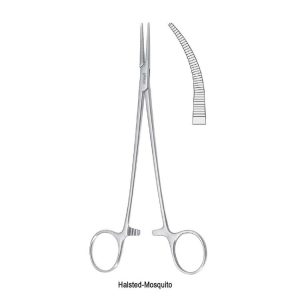 Kleszcze Faure do otrzewnej lekko zagięte 1x2 ząbki210mm