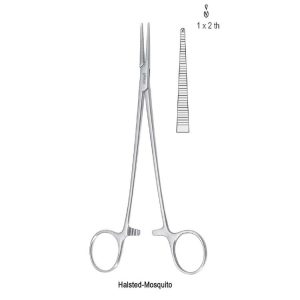 Kleszcze Faure do otrzewnej mocno zagięte 1x2 ząbki210mm