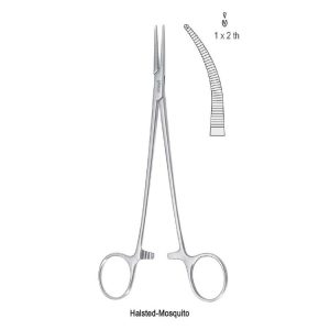 Kleszczyki naczyniowe Fickling wygięte 1x2 ząbki 180mm