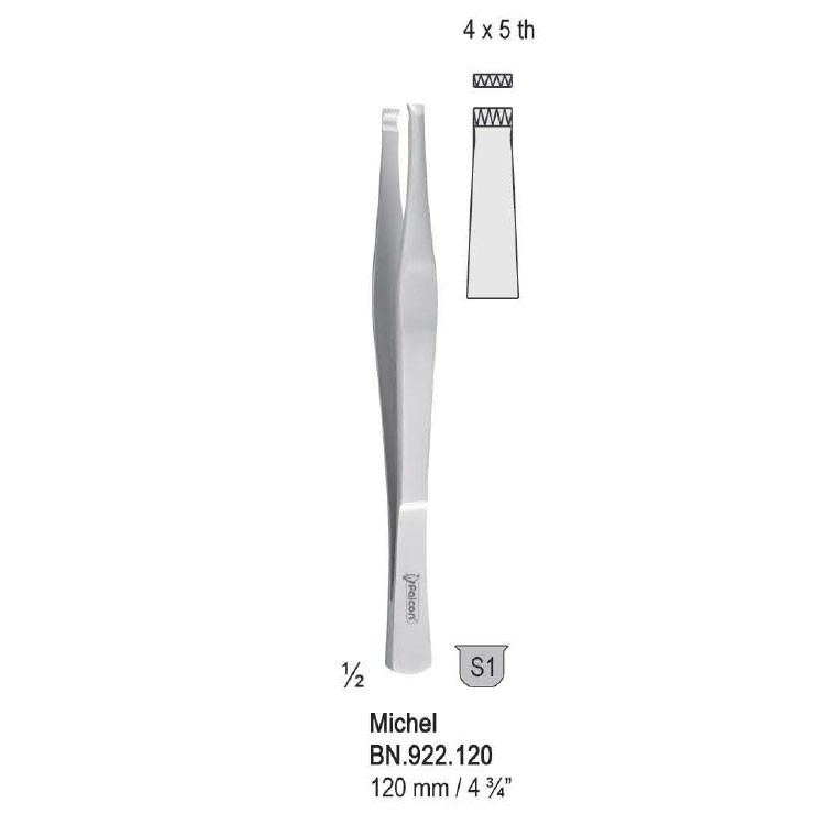 Penseta Michel do nakładania klamer 4x5 ząbków 120mm