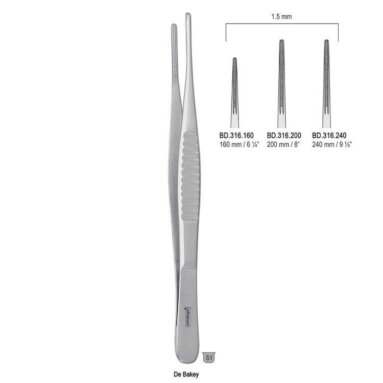 Penseta atraumatyczna De Bakey 1.5mm/240mm