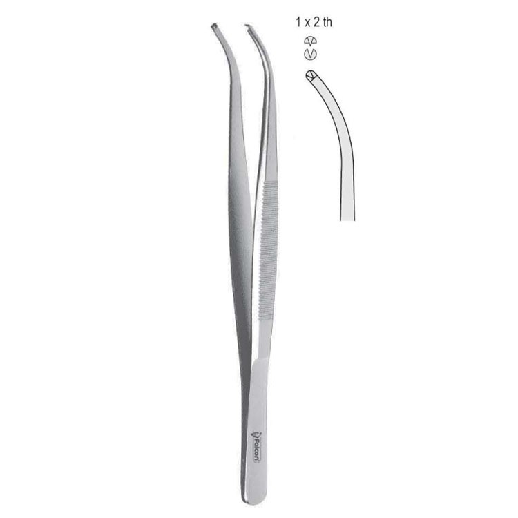 Penseta chirurgiczna Falcon-Medium zagięta 1x2 ząbki 130mm