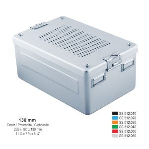 Kontener stomatologiczny perforowany 310x190x130mm niebieski