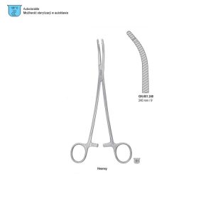Kleszcze Heaney do histerektomii zagięte 1 ząb, 240mm