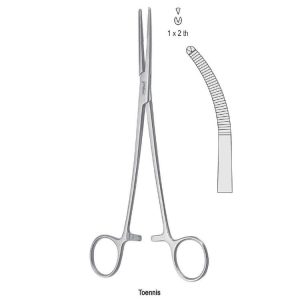 Kleszcze Toennis do histerektomii zagięte 1x2 ząbki, 260mm