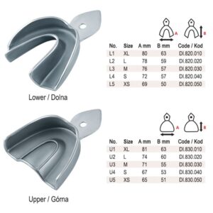 Zestaw łyżek wyciskowych pełnych do ubytków częściowych z brzegiem retencyjnym (6 sztuk)