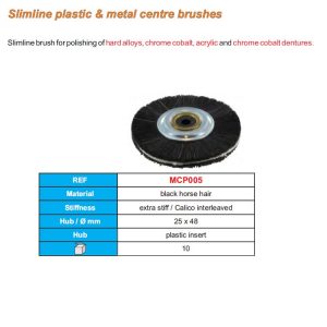 Slimline Szczotka na polerkę wł. końskie czarne ekstra sztywne+perkal, środek plastikowy ø 25mmx48mm