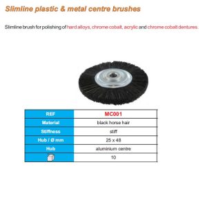 Slimline Szczotka na polerkę wł. końskie czarne sztywne, środek aluminiowy ø 25mmx48mm