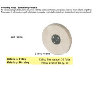 Szmaciak polerski ø 100x40mm-30 warstw perkal drobno tkany