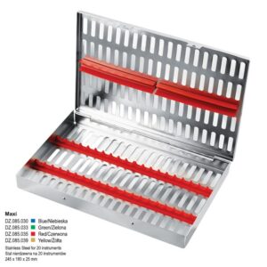 Kaseta do sterylizacji z przykrywką na 20 instrumentów Maxi, żółta