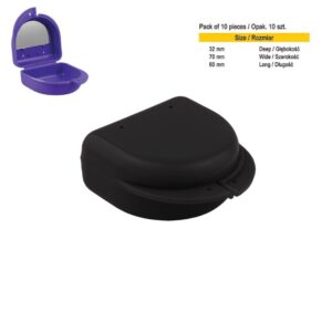 Pudełko protetyczne z lusterkiem Midi czarne (Opak. 10 szt.)