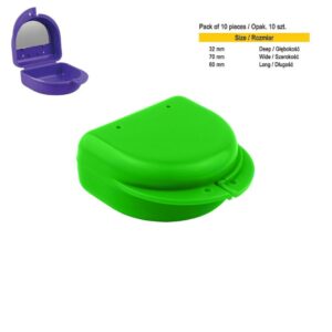 Pudełko protetyczne z lusterkiem Midi zielone fluorescencyjne (Opak. 10 szt.)