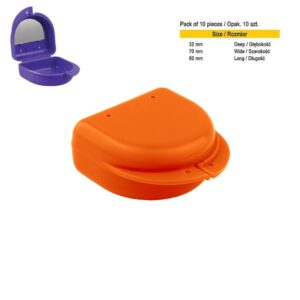 Pudełko protetyczne z lusterkiem Midi pomarańczowe (Opak. 10 szt.)