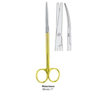 Falcon-Cut Nożyczki Metzenbaum dla leworęcznych zagięte 180mm