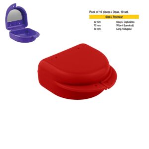 Pudełko protetyczne z lusterkiem Midi czerwone (Opak. 10 szt.)