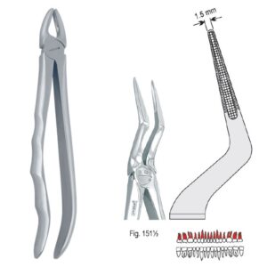 Kleszcze ekstrakcyjne anatomiczne do korzeni górnych długie fig. 151 1/2