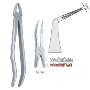 Kleszcze ekstrakcyjne anatomiczne do korzeni dolnych długie fig. 145