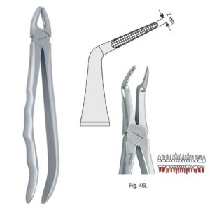 Kleszcze ekstrakcyjne anatomiczne do korzeni dolnych długie fig. 46L