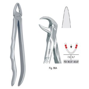 Kleszcze ekstrakcyjne anatomiczne do zębów trzonowych dolnych fig. 86A