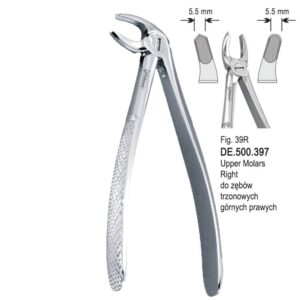 Kleszcze ekstrakcyjne dla dzieci do zębów trzonowych górnych prawych fig. 39R
