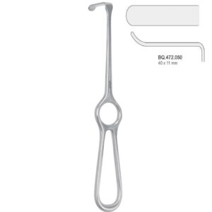 Hak Kocher-Langenbeck podgięty do góry 40x11mm 210mm