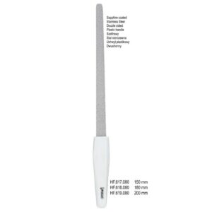 Pilniczek do paznokci dwustronnyszafirowy zaokrąglony uchwyt plastik.200mm
