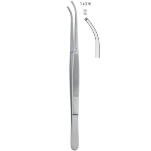 Penseta chirurgiczna Potts-Smith zagięta 1x2 ząbki 180mm