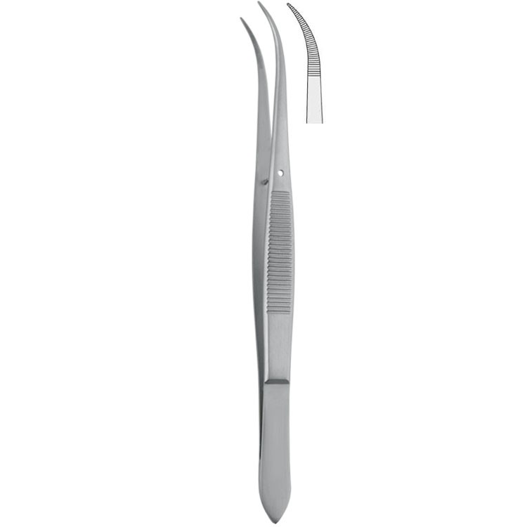 Penseta anatomiczna ząbkowana Falcon szpiczasta zagięta 130mm