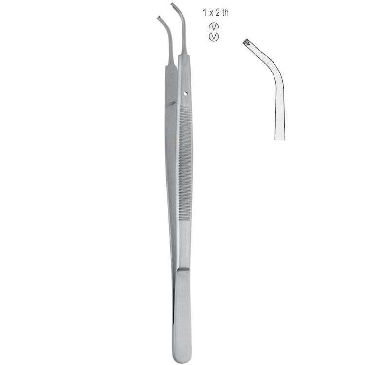 Penseta chirurgiczna Gerald zagięta 1x2 ząbki 175mm
