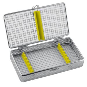 Mesh kasetka do sterylizacji na 7 narzędzi 200x110x35mm, żółta