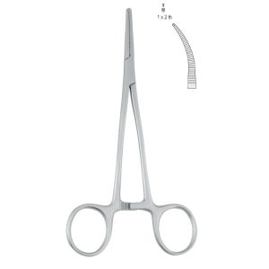 Kleszczyki naczyniowe Christophe zagięte 1x2 ząbki, 160mm