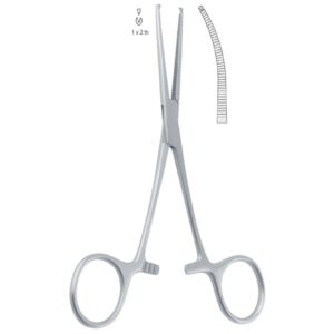 Kleszczyki naczyniowe Kocher-Delicate zagięte 1x2 ząbki, 145mm