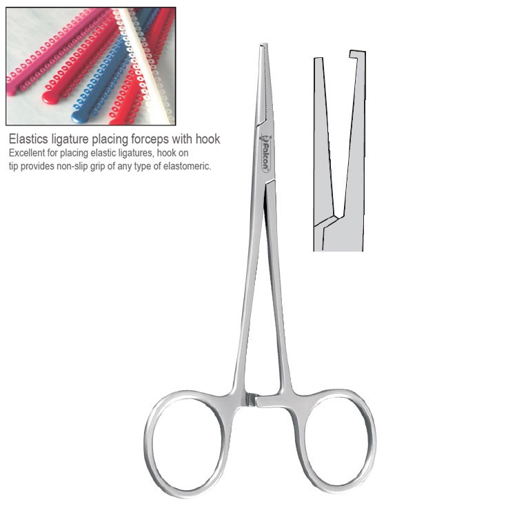 Kleszczyki z haczykiem do nakładania ligatur elastycznych proste 120mm