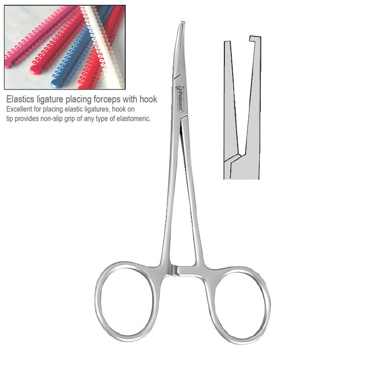 Kleszczyki z haczykiem do nakładania ligatur elastycznych zagięte 120mm