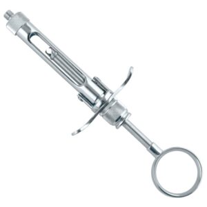 Brass-Series Strzykawka z aspiracją ręczną typ Łamana uchwyt pierścieniowy 18ml.