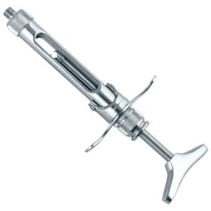 Brass-Series Strzykawka z aspiracją ręczną typ Łamana uchwyt w kształcie T 18ml.