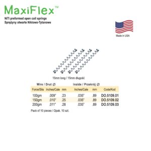 Sprężyny NiTi otwarte, 15mm długość (Opak. 10 szt.)