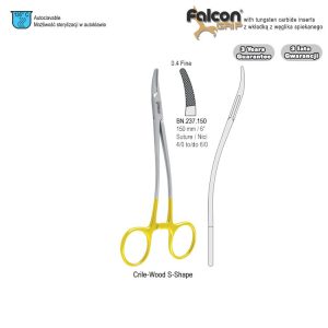 Falcon-Grip Igłotrzymacz Crile-Wood w kształcie S zagięty TC 150mm