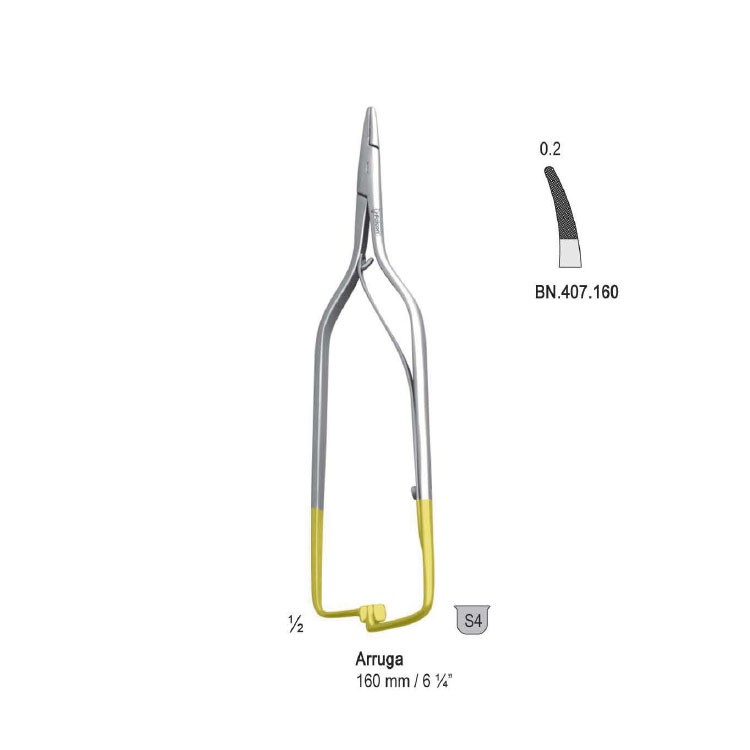 Falcon-Grip Igłotrzymacz Arruga zagięty 160mm węglik spiekany